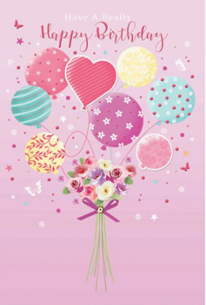 A whimsical birthday artwork unfolds like a storybook page, its pastel colours and floating forms echoing the relaxed, friendly rhythm of North Harrow. At the top of the composition, a cluster of balloons drifts upward, rendered in soft washes of colour-pale sunshine yellow, rosy fuchsia, lavender, teal, and seafoam green. Each balloon is decorated with its own playful design, from curving ribbons that spiral around the surface to scattered dots and floral flourishes that feel light and joyful. Tucked near the centre, a rounded heart balloon adds a gentle note of affection, suggesting the gift is meant for someone cherished. Suspended beneath the balloons, a hand-tied bouquet appears to be the anchor of this floating celebration. The flowers are petite yet abundant: rose-like blooms and daisy-inspired blossoms whose petals fade from cream at the edges into warmer rose and blush tones, as if they are softly kissed by morning light streaming over local gardens or the open spaces around North Harrow. Their texture looks velvety and tender, inviting you to imagine brushing fingertips lightly across the petals. A violet ribbon wraps the stems in a tidy bow, its satin loops and tails adding a polished finishing touch. Small butterflies and tiny stars flutter around the bouquet and balloons, creating a sense of movement, as though a gentle breeze has just swept down a quiet residential street. The entire image hums with quiet jubilation-a birthday moment frozen in time, combining the innocence of childhood balloons with the elegance of a thoughtfully arranged floral gift crafted by a caring neighbourhood florist.